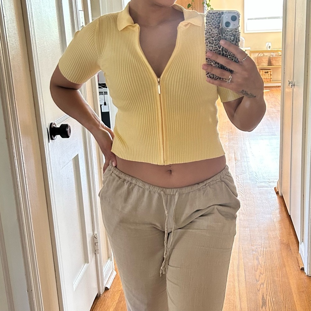Cropped polo shirt